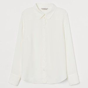 Scalloped-edge Blouse in Cream